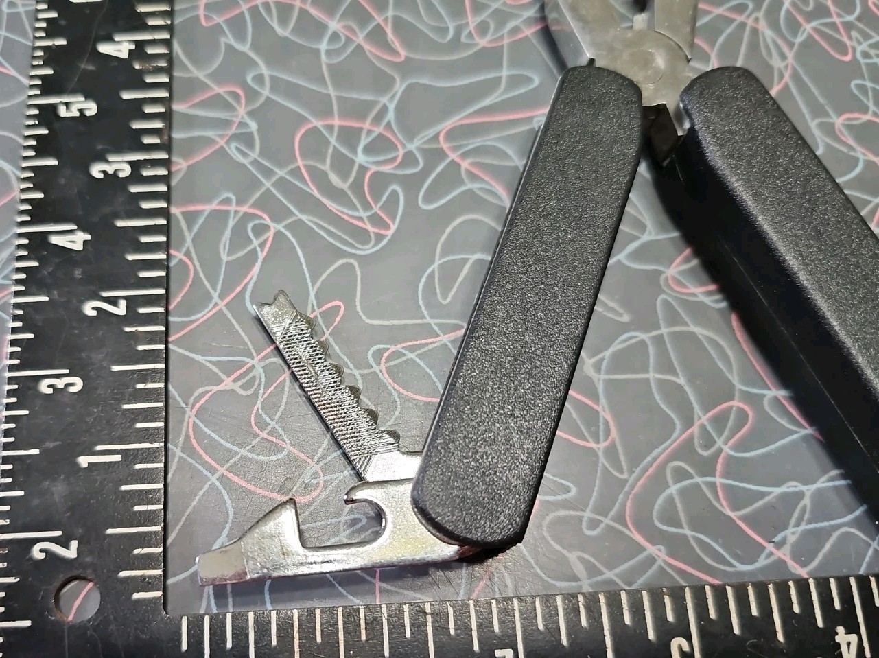 Vintage Multi-Tool with Black Belt Sheath Made in China Pliers Knife Screwdriver