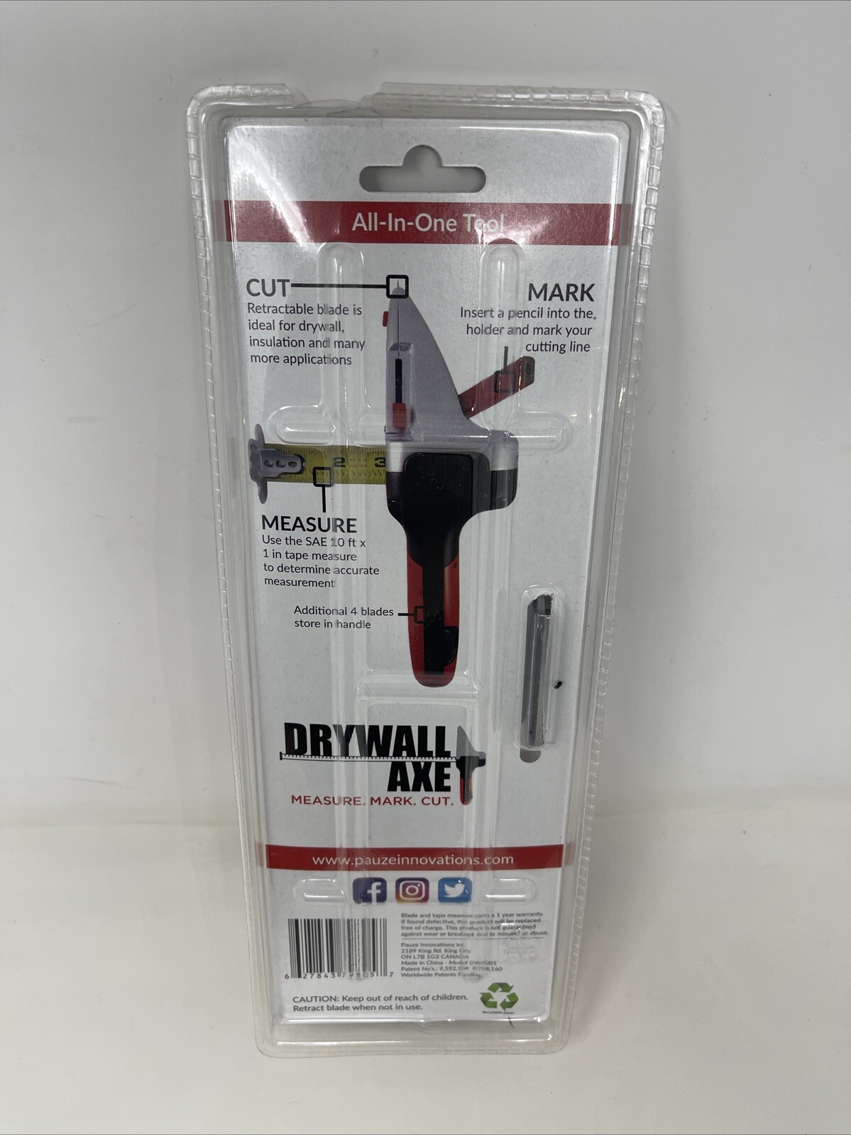 All-in-one Hand Tool with Measuring Tape and Utility Knife – Measure, Mark an…