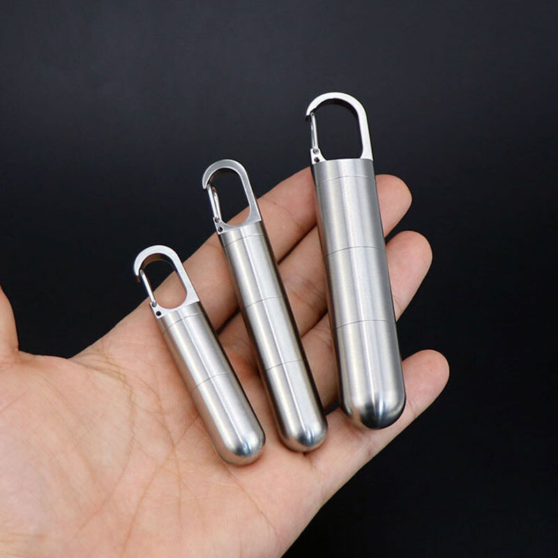 Outdoor Multilayer Waterproof Pill Case Key Chain Capsule Seal Container Box EDC