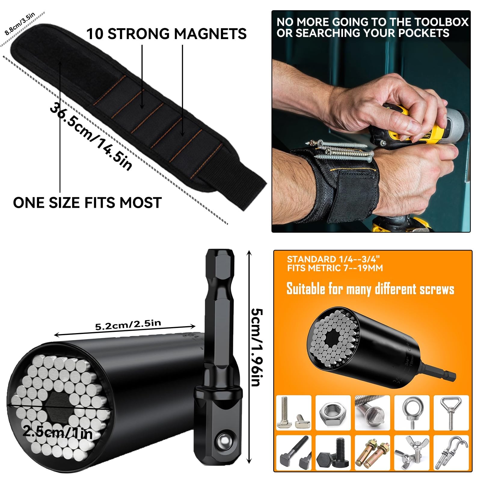 5 in 1 Gift for Dad Men, Handyman Tool Set with Heavy Duty Work Apron, Magnet…
