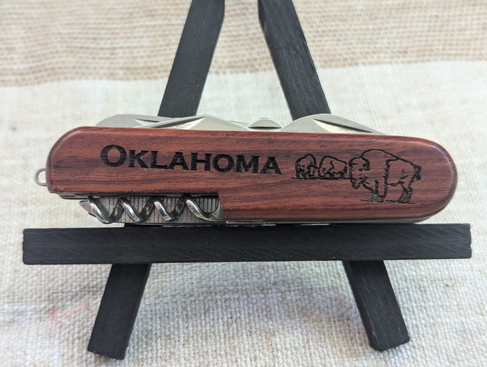Oklahoma Personalized Souvenir 9-Tool Multi-Tool Pocket Knife FRANCISCO Wooden