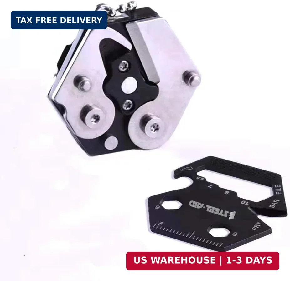 Multitool Card Key Chain – Hexagonal Kit with Micro Screw Driver Set, Bottle Ope