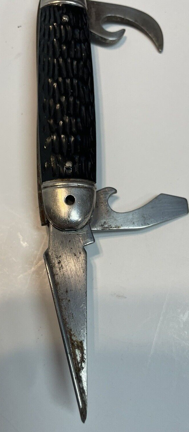 Vintage Imperial Kamp-King Multi Tool Pocket Knife / Opener, Plain Blade, Black