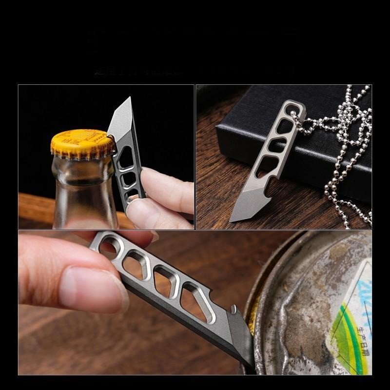 Mini Titanium Pry Bar Crowbar Bottle Opener Portable Keychain EDC Multi Tools