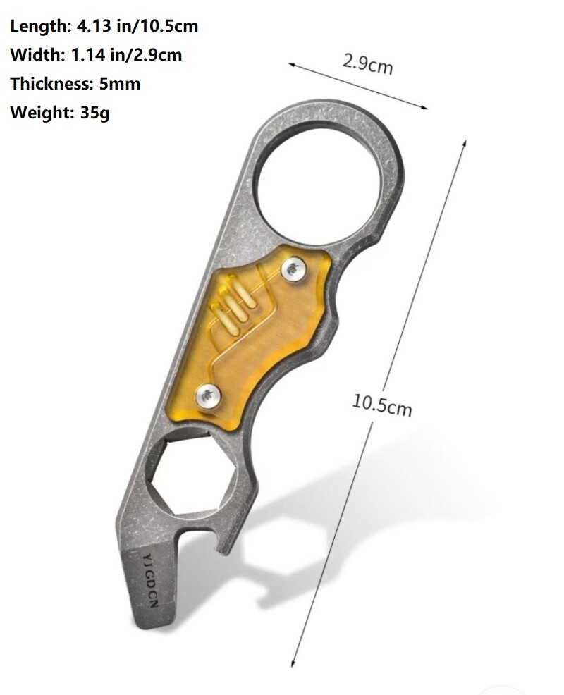 Titanium PEI Bottle Opener Pry Bar Crowbar Wrench EDC Pocket Multi Tool Keychain