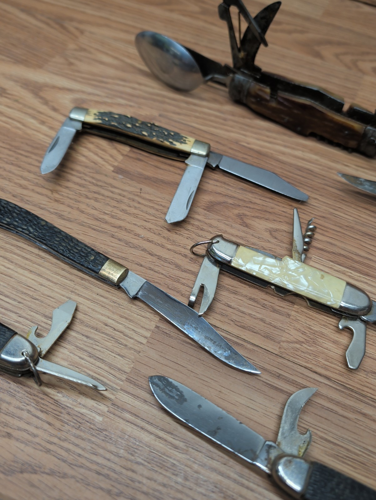 Vintage Stainless Steel Blade Pocket Survival Folding Multi-tool – Lot Of 9