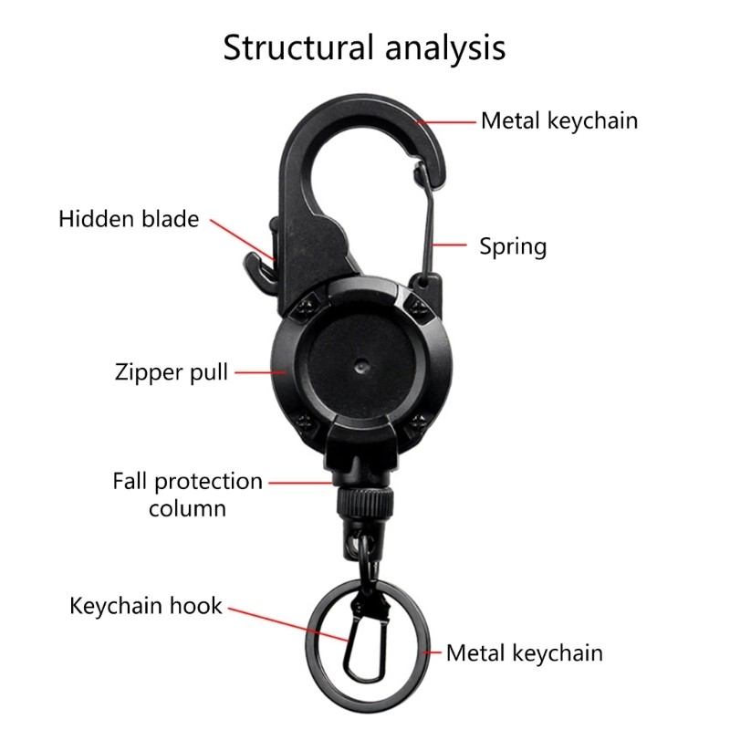 2pc Fishing Retractor Retractable Keychain Locking Retractor Badges Holder