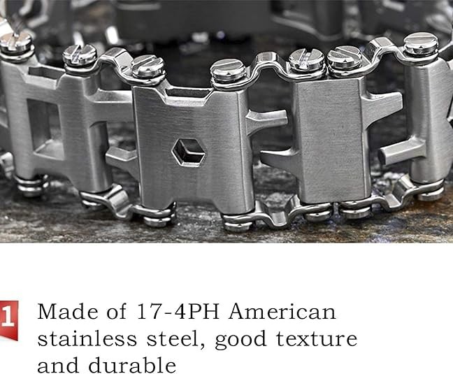 SINGEAR Stainless Steel Multitools Bracelet for Men, Transform into Watch Ban…
