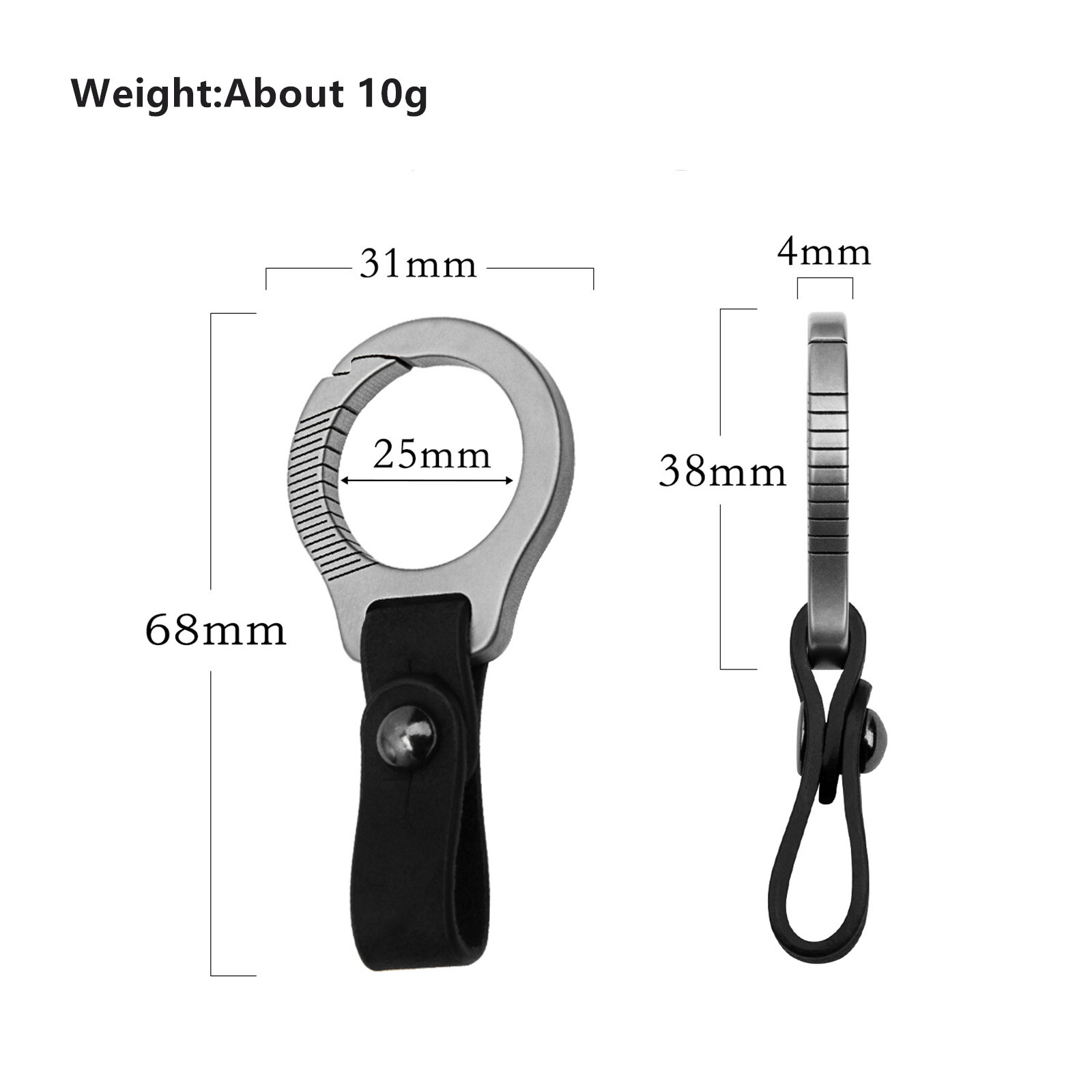Titanium Alloy + Leather Keychain Portable Removable Key Ring Pendant EDC Tool