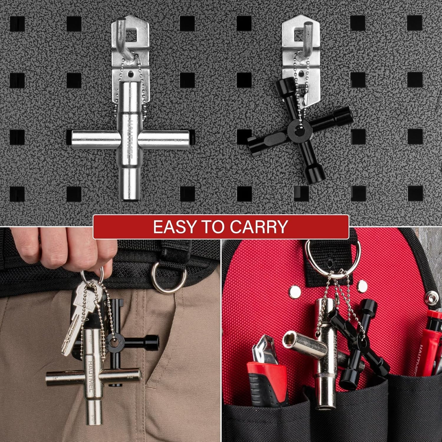 2 Pack Multi-Functional 4 Way Water Keys – Ideal for Plumbers and Electricians