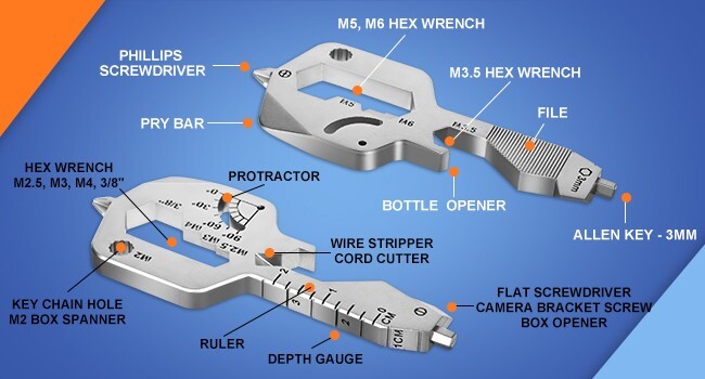 Multi Tool Key 20 In 1 Camping Key Chain Cycling Every Day Carry, pack of 2