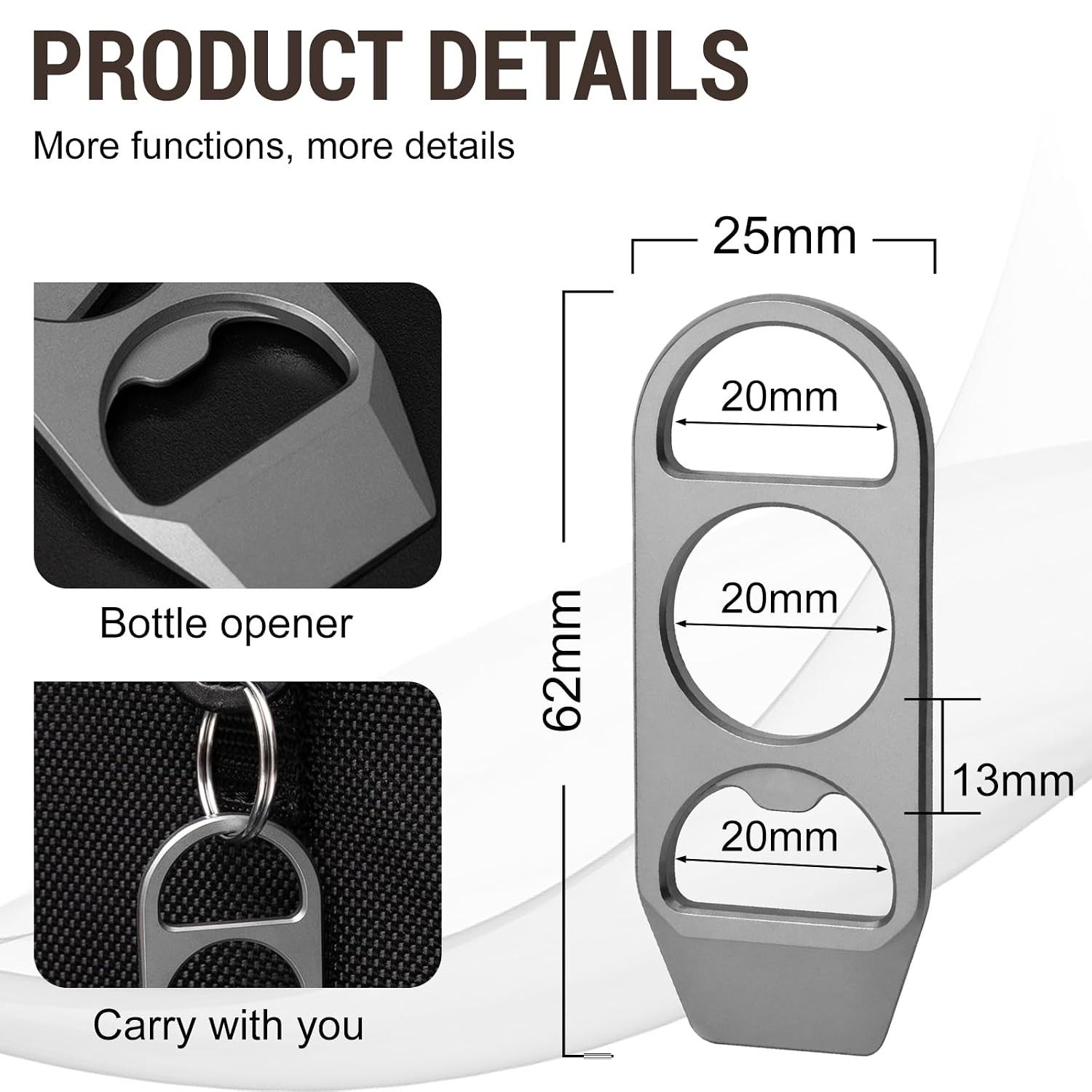 Titanium Keychain Bottle Opener Multi Tool Crowbar EDC Keychain Multi Function