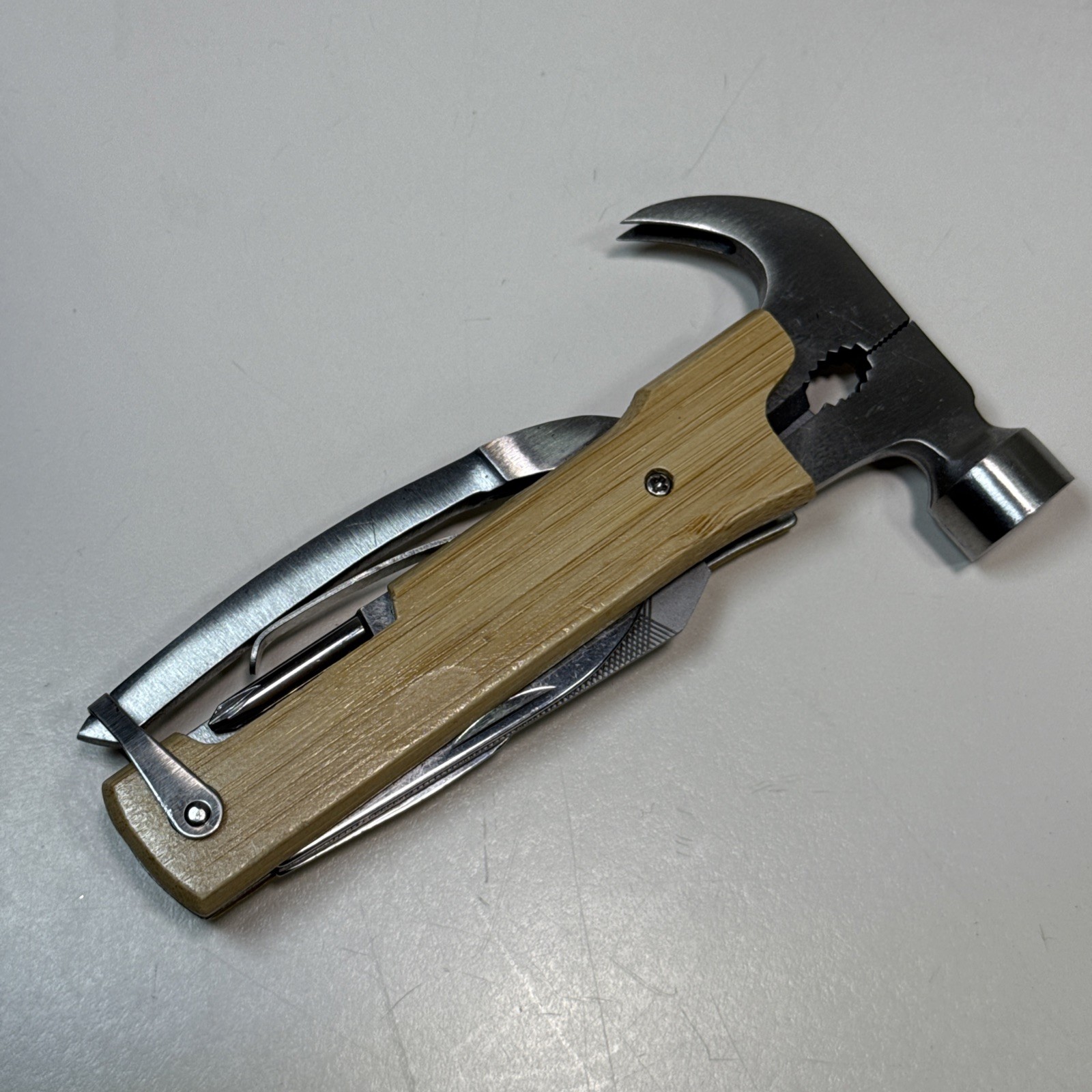 Wood and Stainless Hammer Tool 12-IN 1 Multi Tool Wood Handle