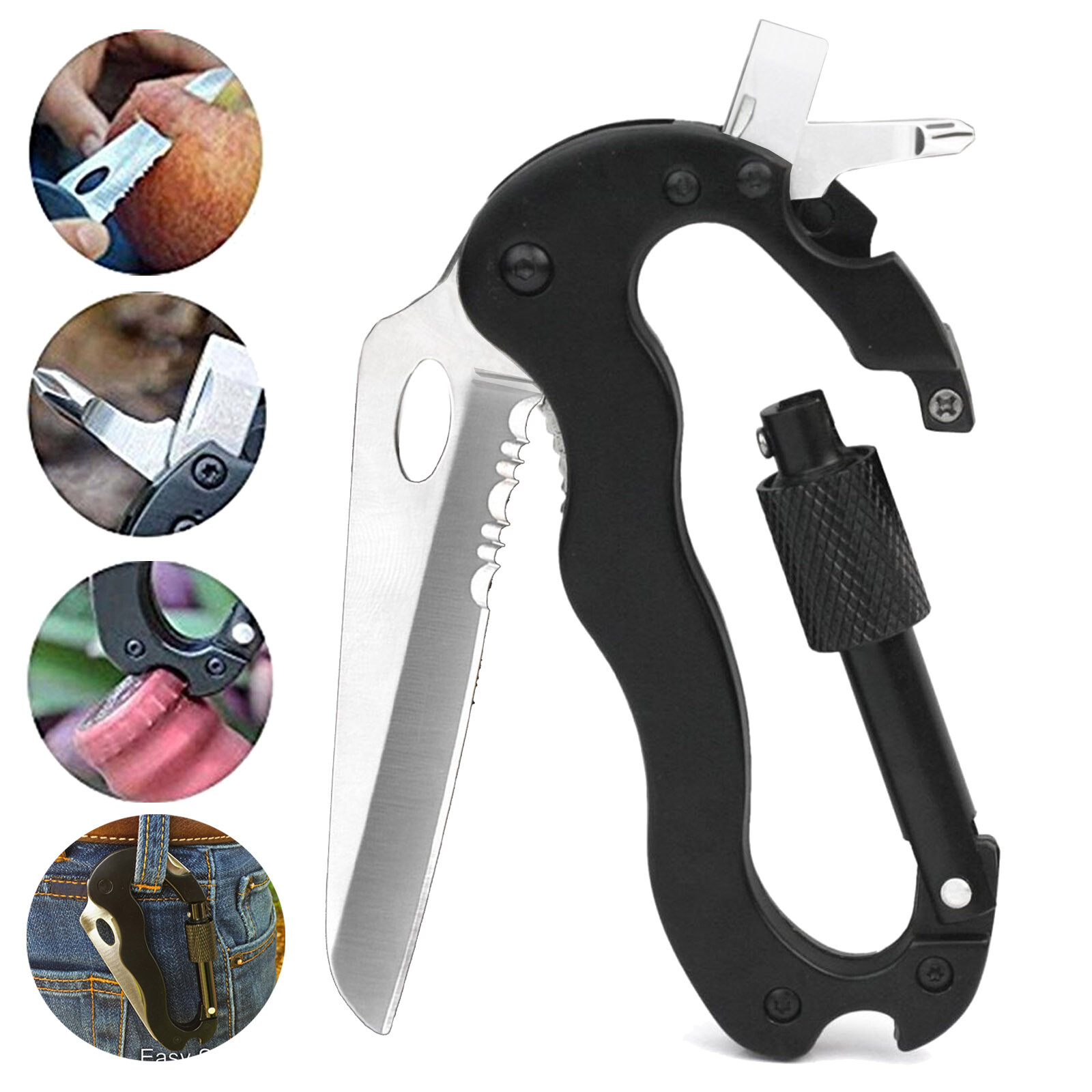 Outdoor Adventure Multitool –Carabiner Clip Keychain Tool for outdoor enthusiast