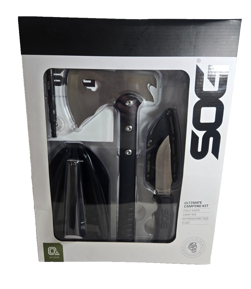 SOG Ultimate Camping Kit – Camp Axe, Field Knife, Entrenching Tool & Flint