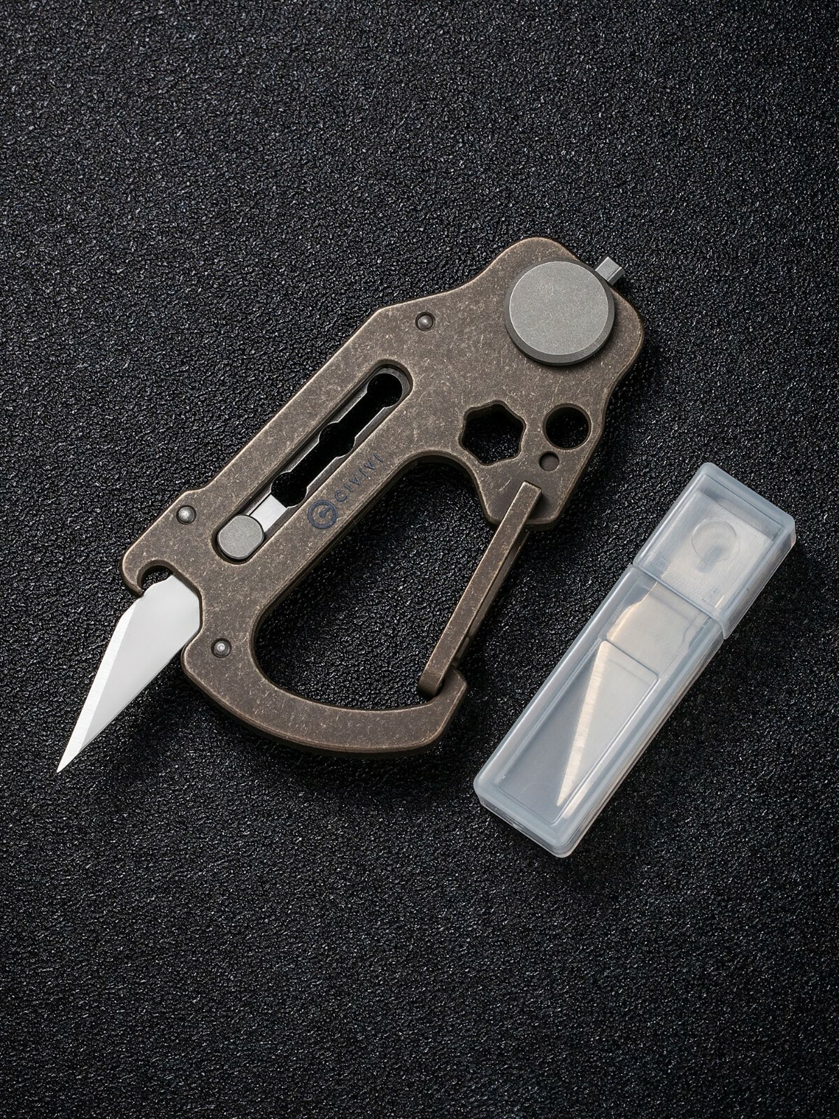 Civivi Polymorph Carabiner Keychain Titanium Multi Tool Bronze Utility Blades