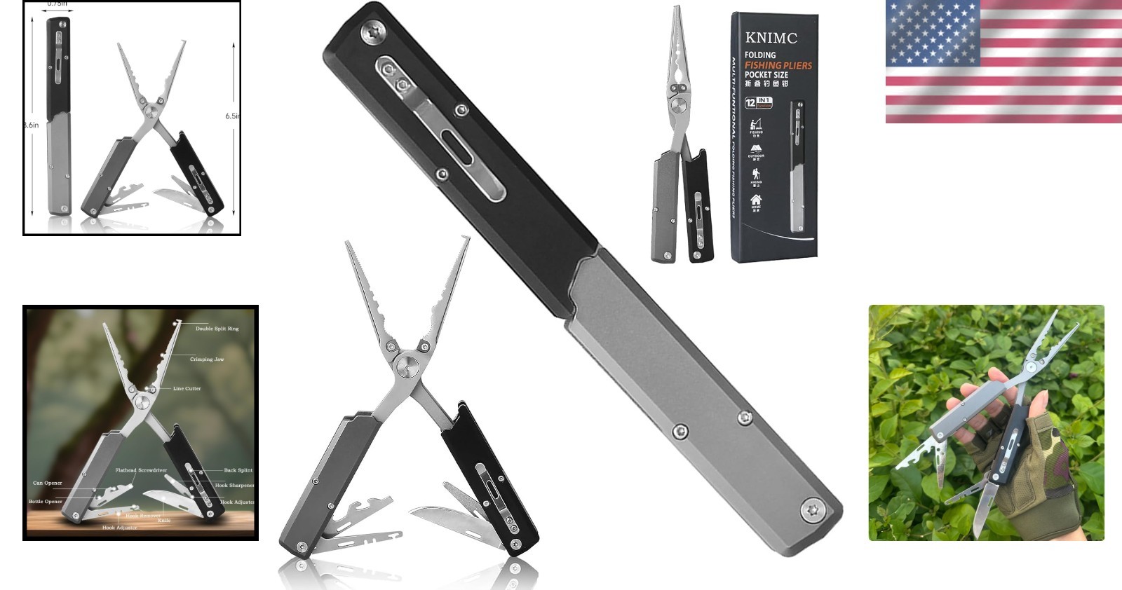 12-in-1 Fishing Multitool Pliers – Foldable & Lightweight Design