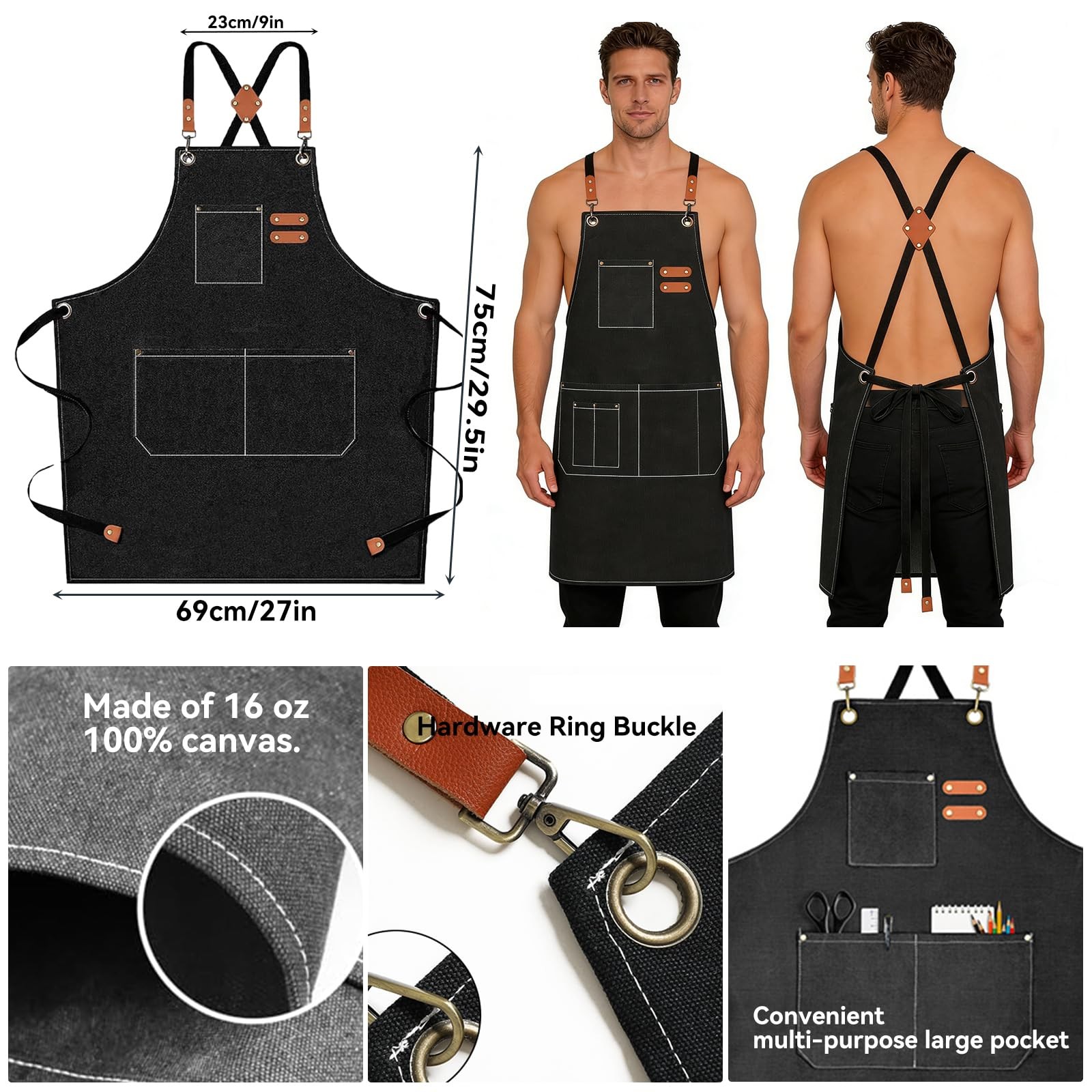 5 in 1 Gift for Dad Men, Handyman Tool Set with Heavy Duty Work Apron, Magnet…