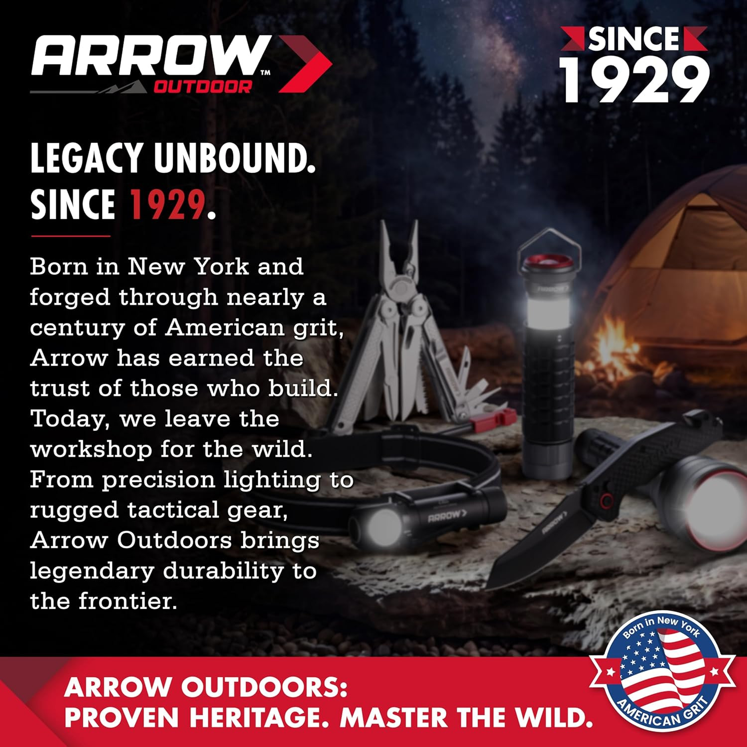 ARROW 20-In-1 Stainless Steel Multitool with Accessories for Outdoor Survival