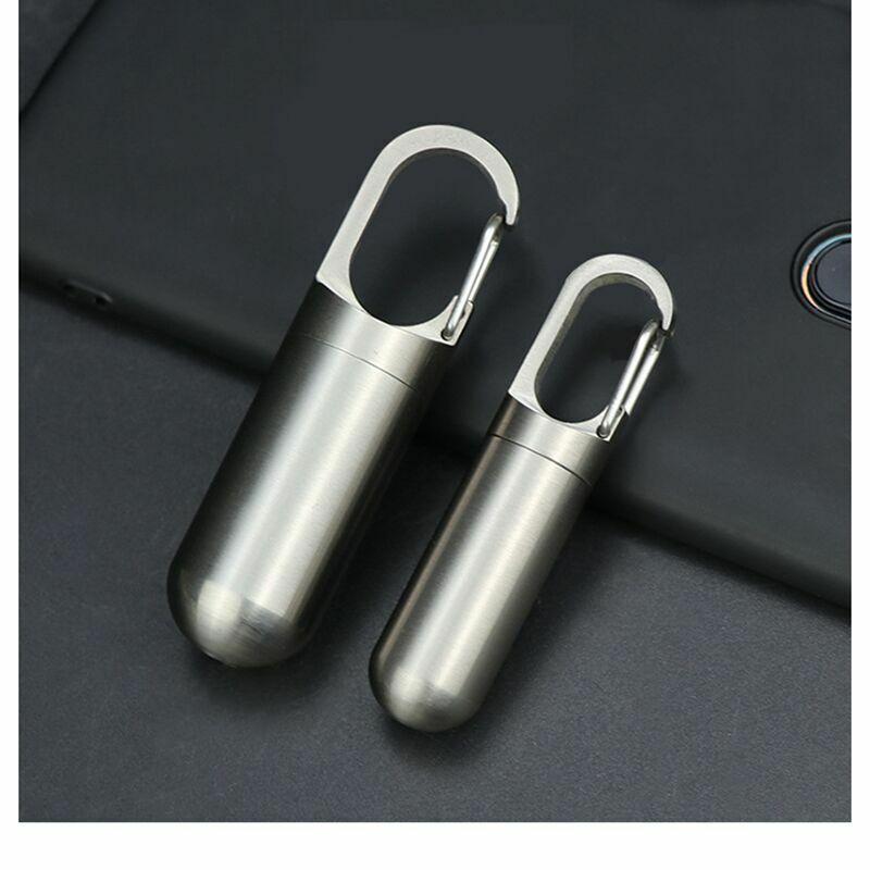 Titanium Keychain Waterproof Box Integrated Medicine Pill Box EDC Survival Boxes