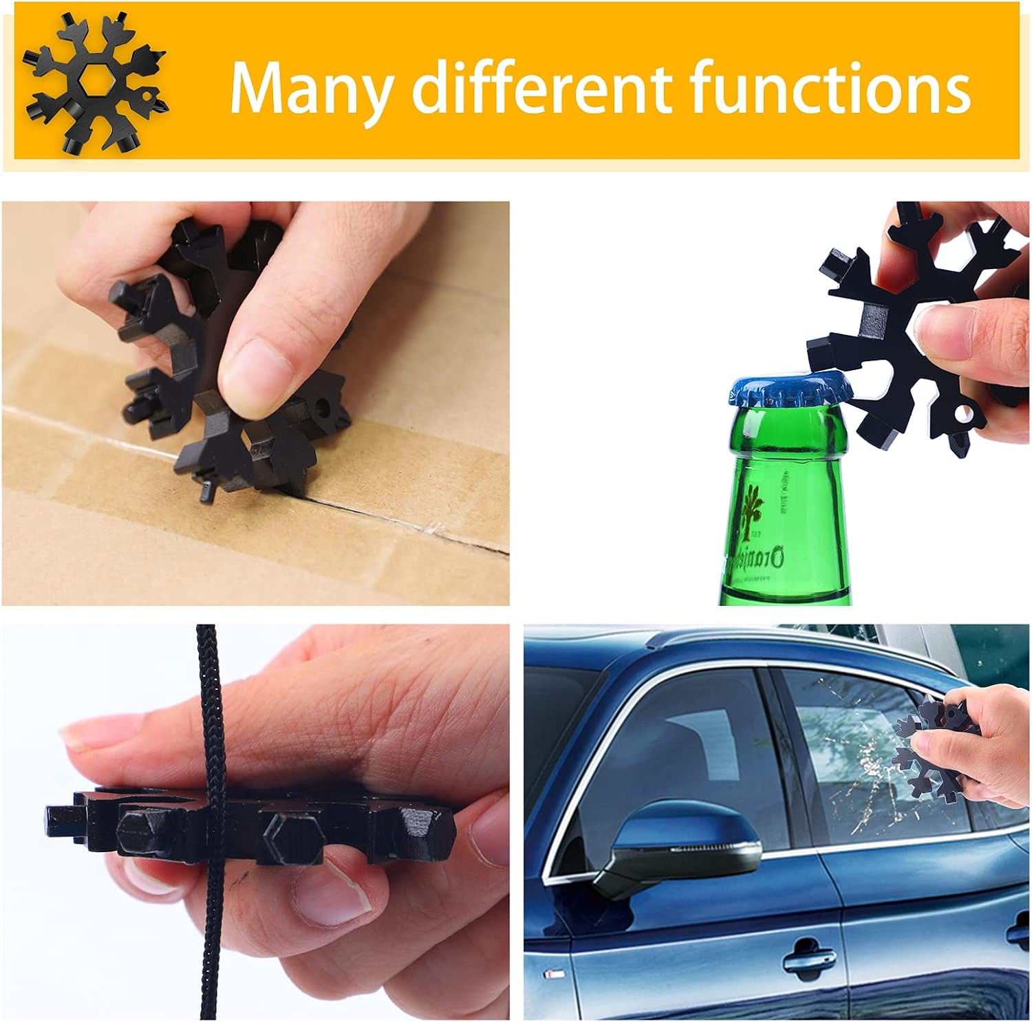 18-In-1 Snowflake Multitool, 2 Pcs Stainless Steel Standard Multi-Tool with Key