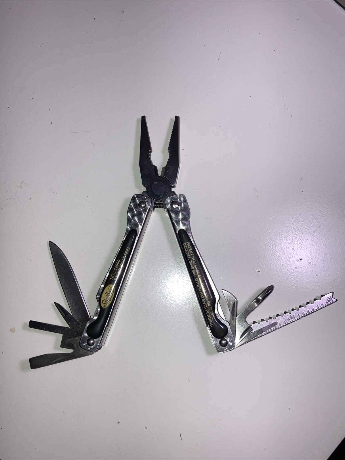 Sheffield N0. 12000 Multi Tool Fish Scaler Spring Loaded Needlenose Pliers