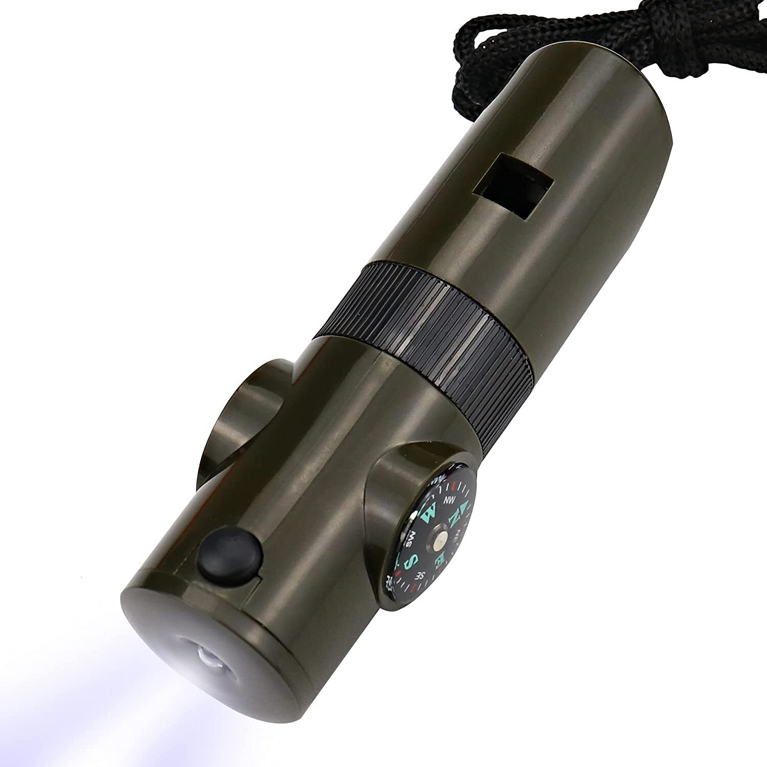 ALBATROSS 7in1 Multi-tool Survival Whistle LED Light Compass Thermometer Mirror