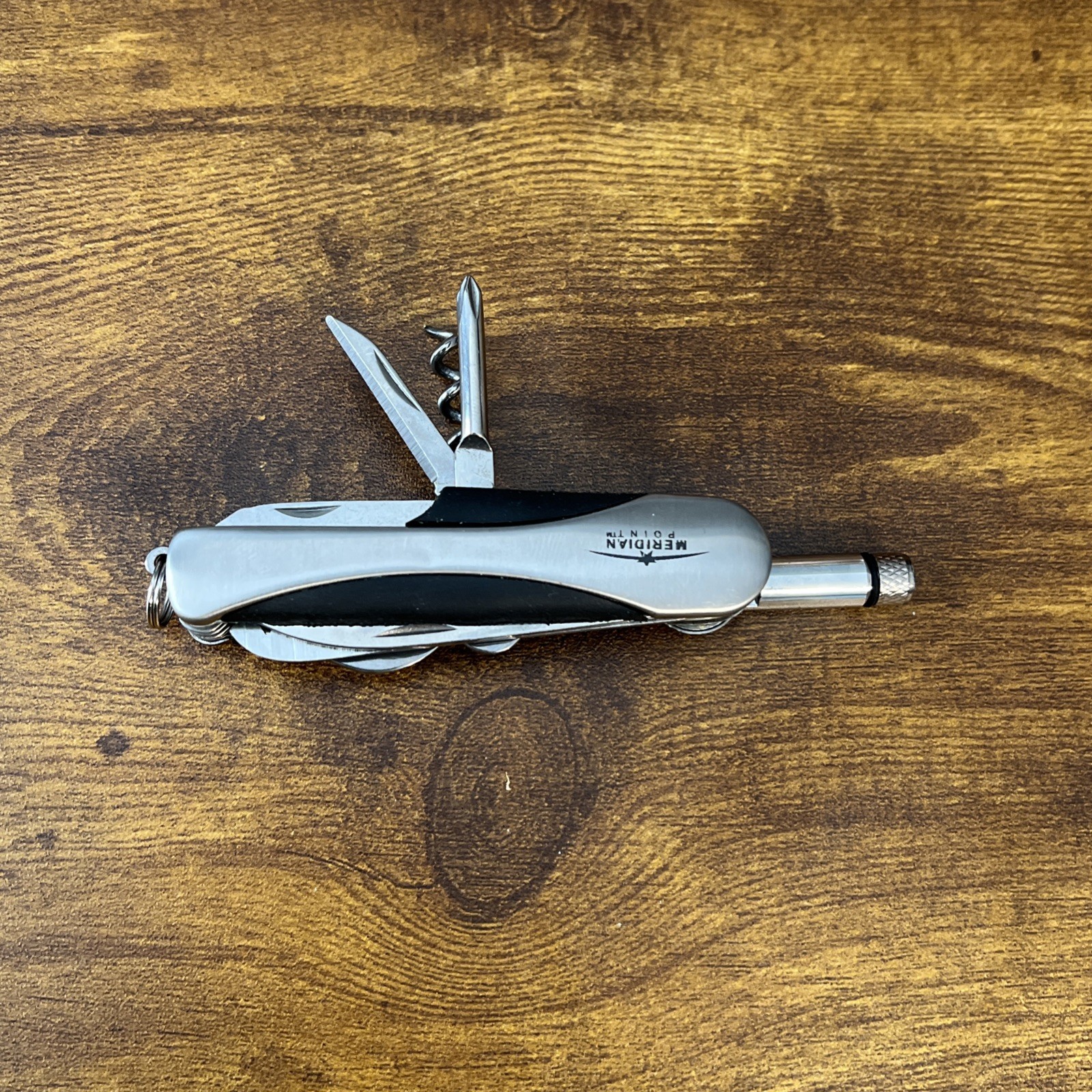Everything Pocket Tool with LED Flashlight Saw Bottle Opener Screwdriver Silver