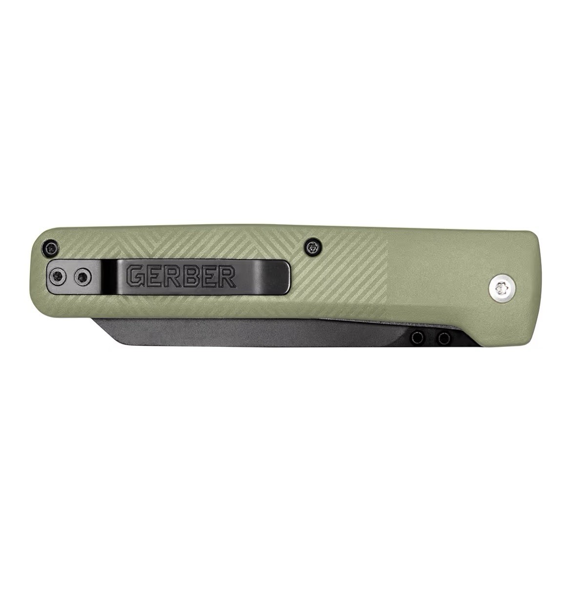 GERBER PLEDGE CLIP FOLDING KNIFE – GREEN HANDLE & BLACK OXIDE COATED BLADE