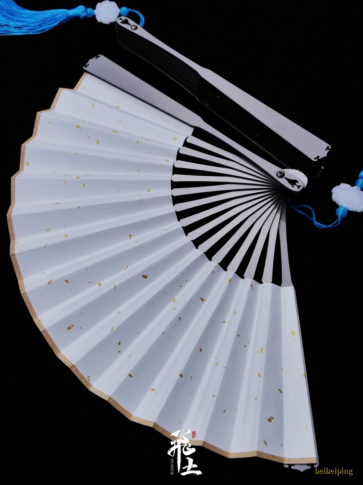 6” Titanium Alloy Folding Fan Martial Arts Portable Carving Kung Fu Tai Ji NEW