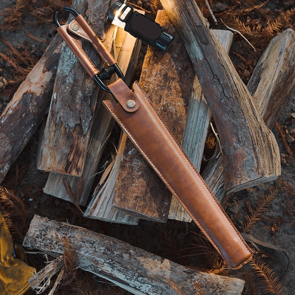 Lightweight Fire Tongs for Safe Grilling and Camping with Leather Cover