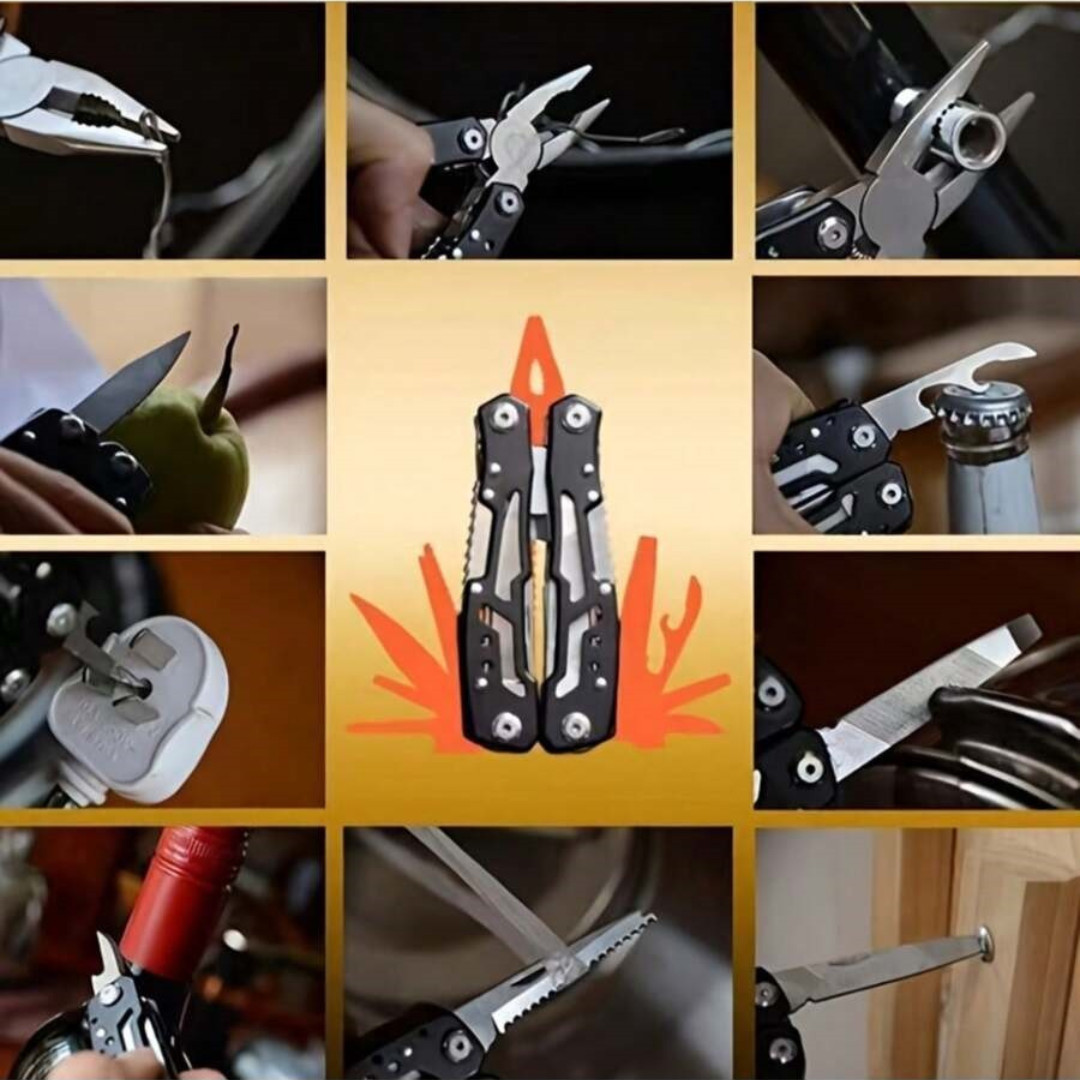 14-in-1 Stainless Steel Multi-Tool Pliers with Knife Screwdrivers & Nylon Sheath