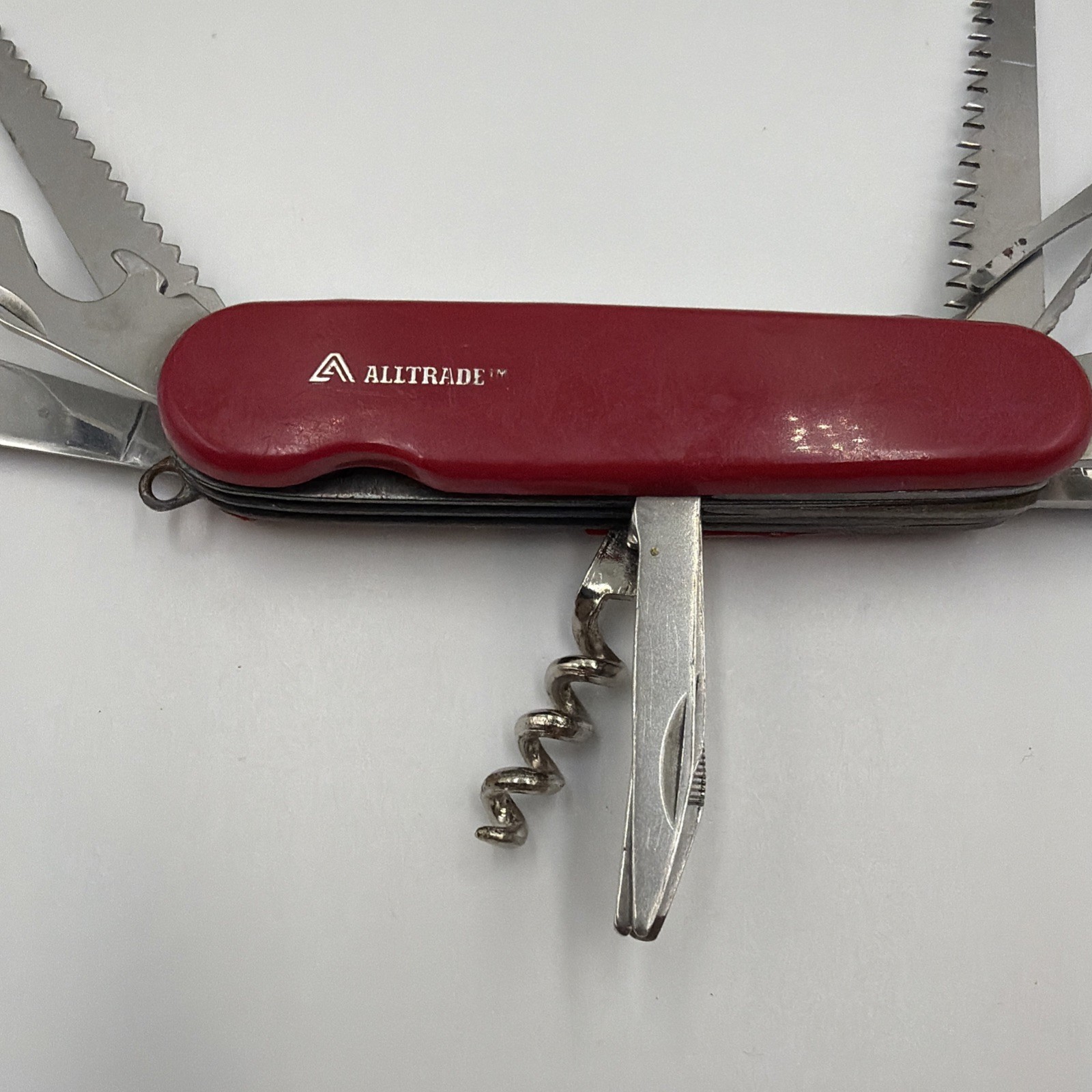 ALLTRADE Red Multi-Tool Knife Saw Corkscrew Stainless Steel Blade Camping