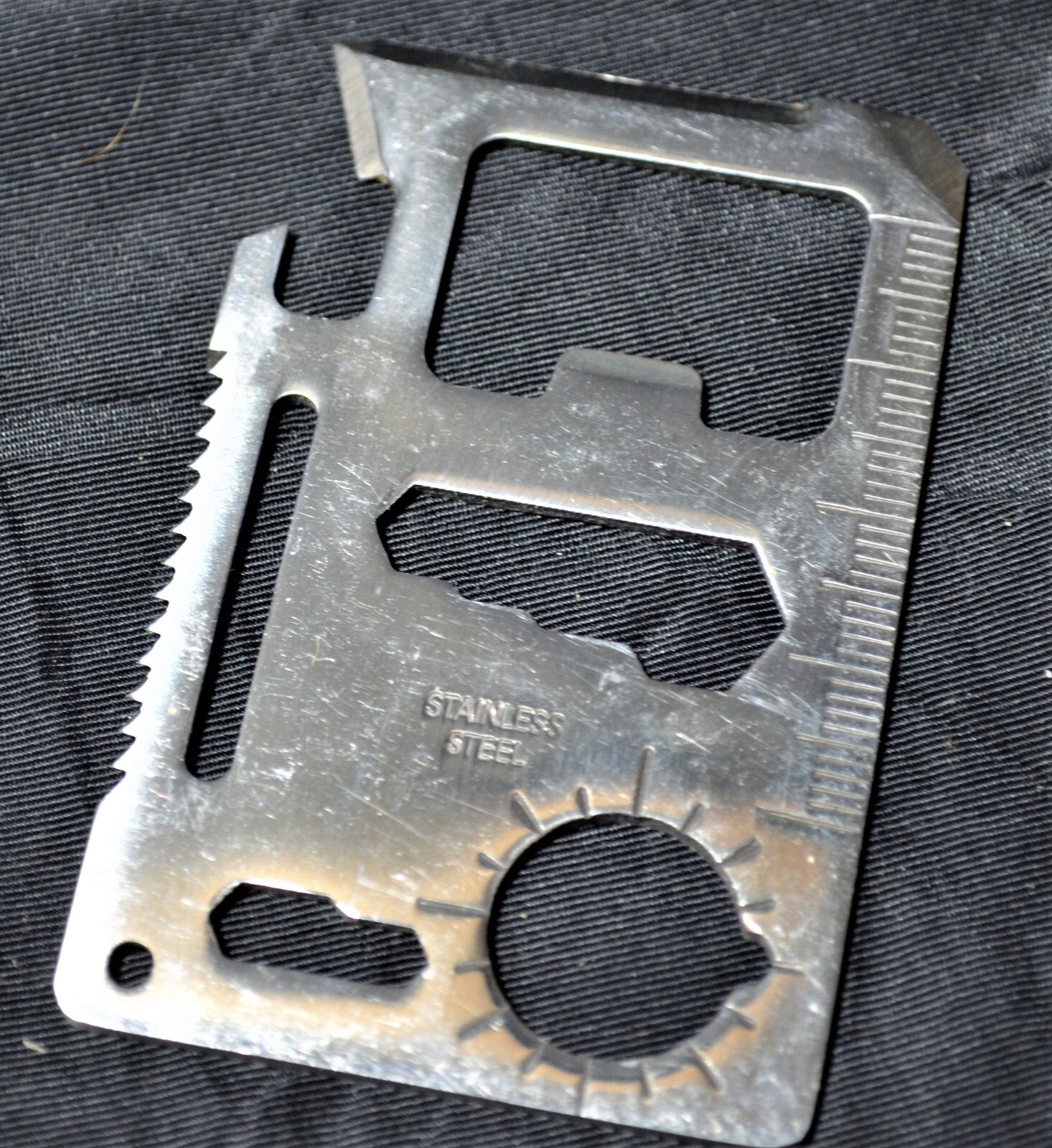 Wallet Multi Survival Tool Stainless Steel Credit Card Size Thin 11 in 1 Silver