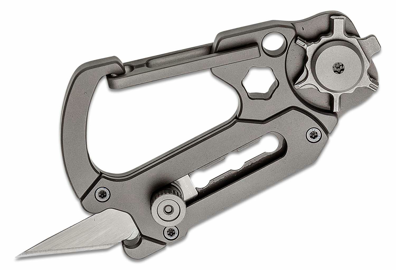 Civivi Polymorph Carabiner Keychain Multi Tool Gray Titanium Utility Plain Blade