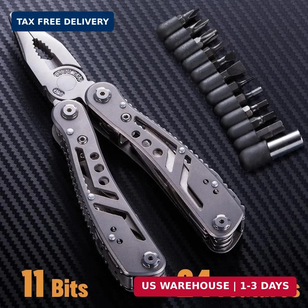 24-in-1 Multitool with Knife, Pliers & 11 Bits Sharp Stainless Steel – Multi Too