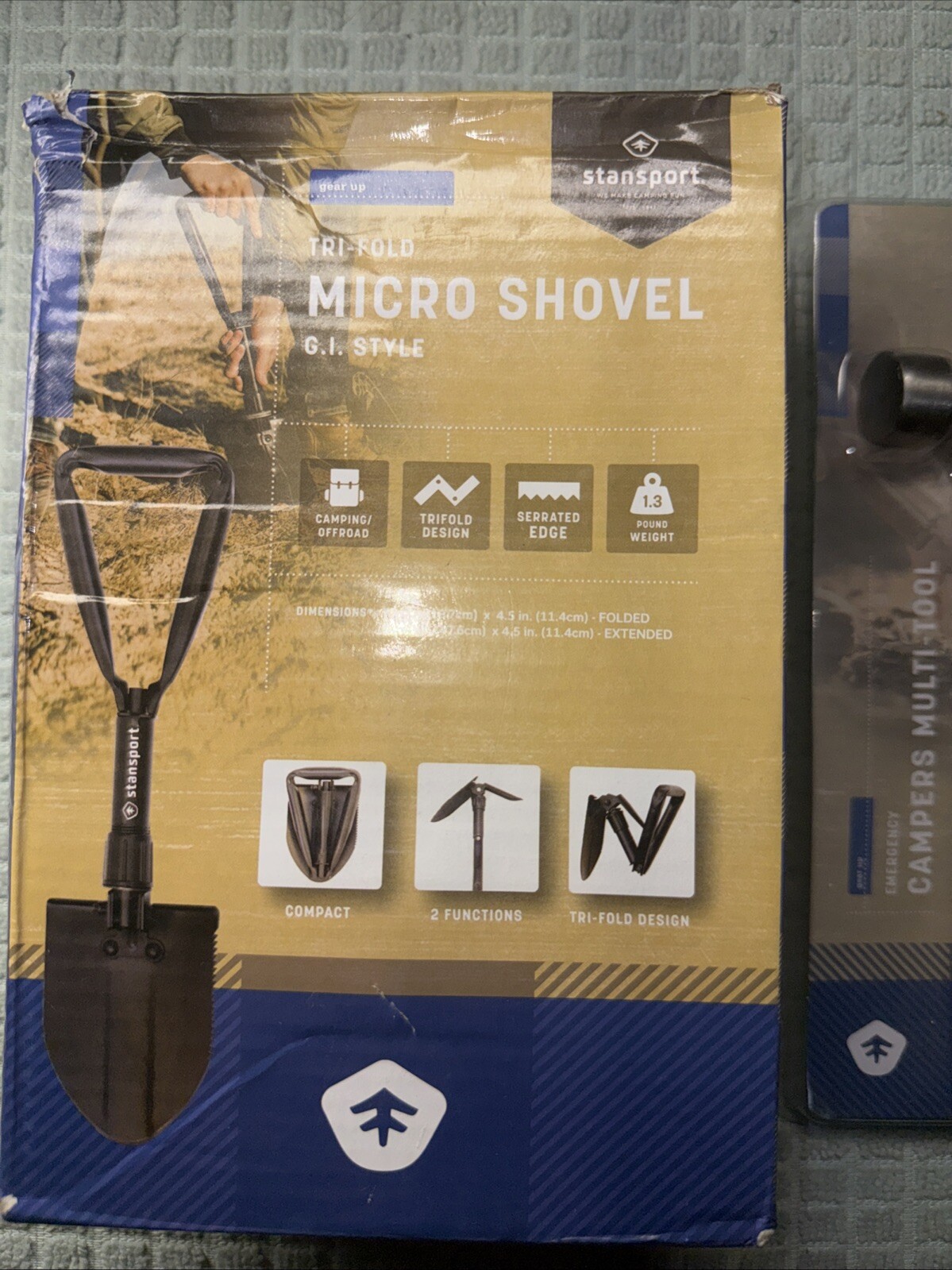 18 In 1 Hammer Campers Multi Tool & Tri Fold Micro G.I. Style Shovel Stansport