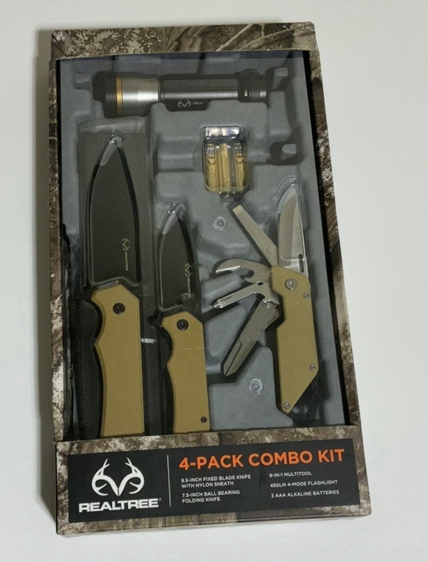 Real tree 4 Pack Knife Multi Tool Flashlight Combo Kit
