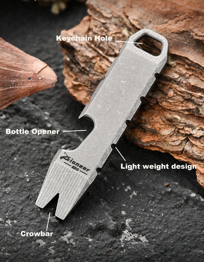 EDC Mini Ti Alloy Keychain Multi Tool Pocket Pry Bar Crowbar Opener Cutter