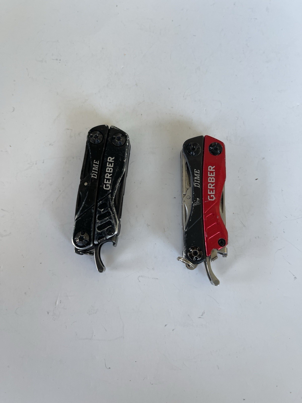Lot 2 Gerber Dime Mini Multitools, Red / Black, Plain Edge, Scissors, Fast Ship!