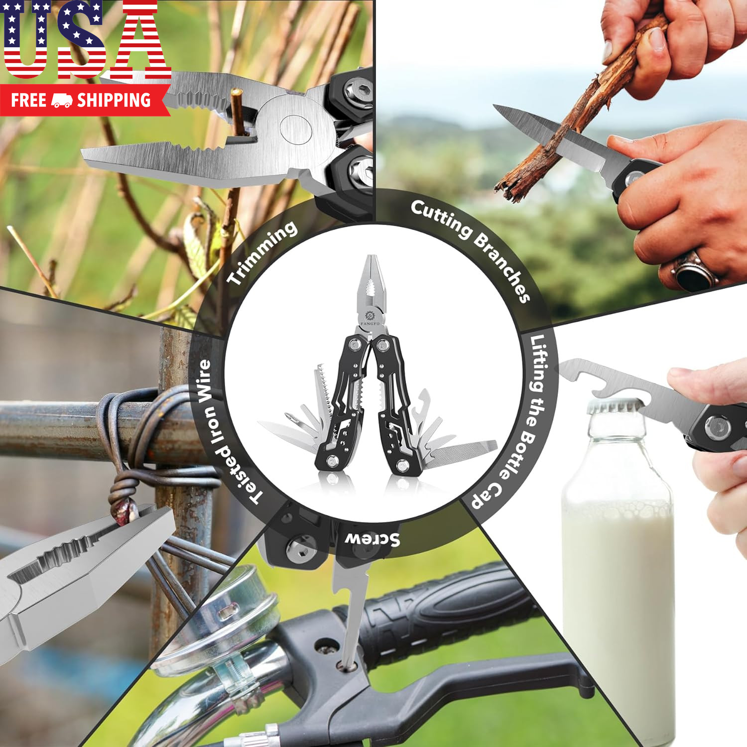 14-In-1 Multitool with Safety Locking, Professional Stainless Steel Multitool Pl
