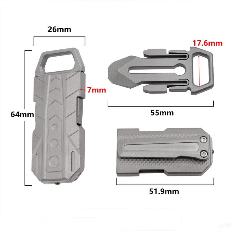 EDC Titanium Belt Buckle Portable Men’s Belt Clip Waist Hang Keychain Crowbar