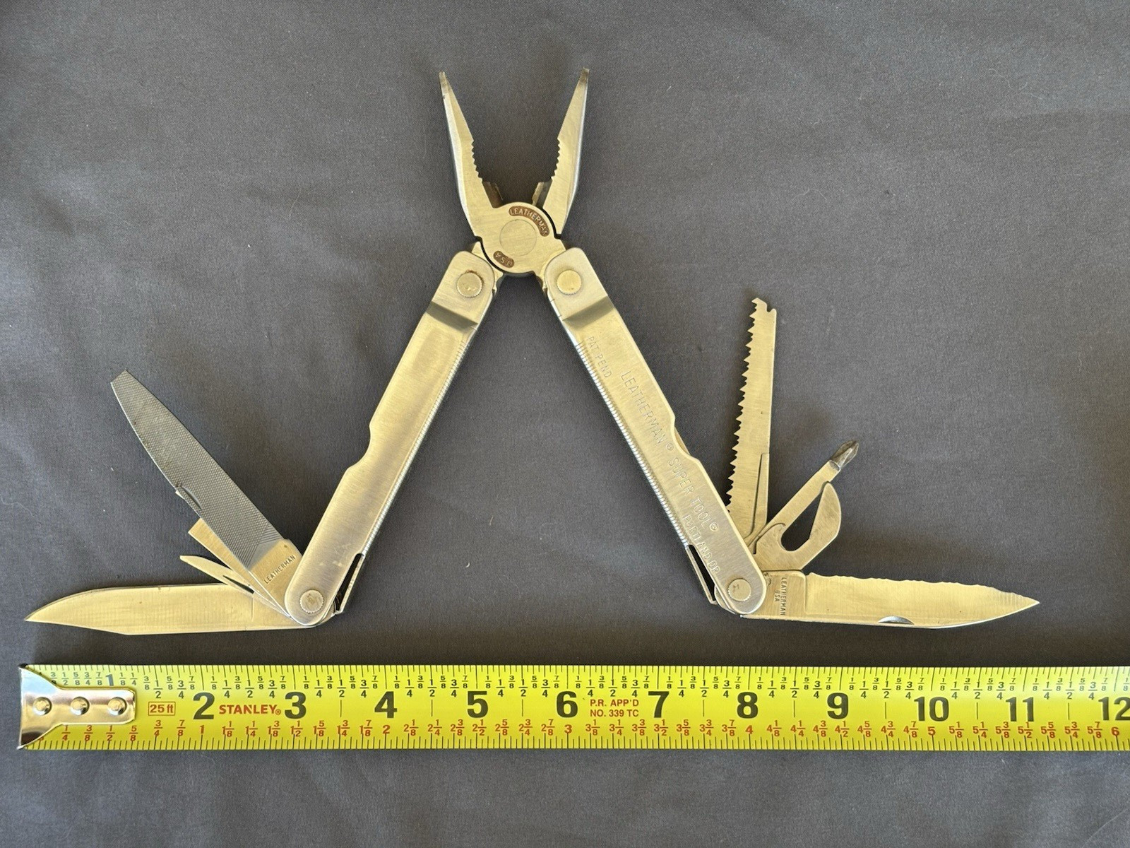 Leatherman Super Tool PAT PEND Early Version Multi Tool w/ Leather Sheath USA