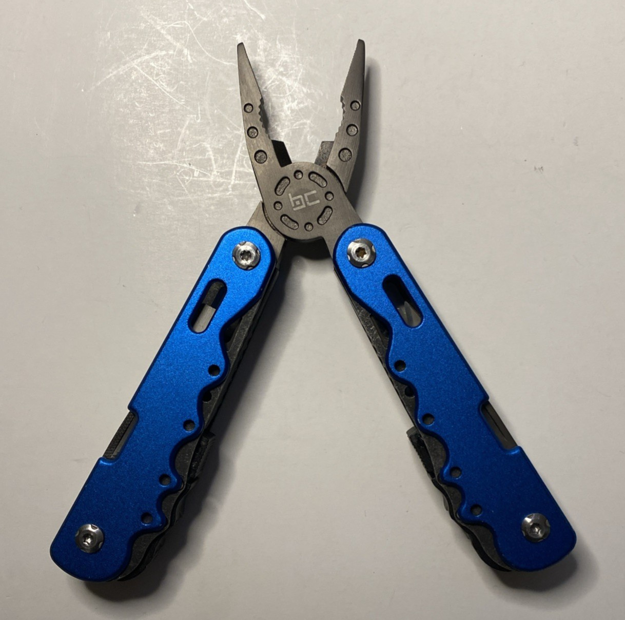 Multi Mate BC Live Bold Folding Multitool Pliers Blue Handles w/ Nylon Sheath