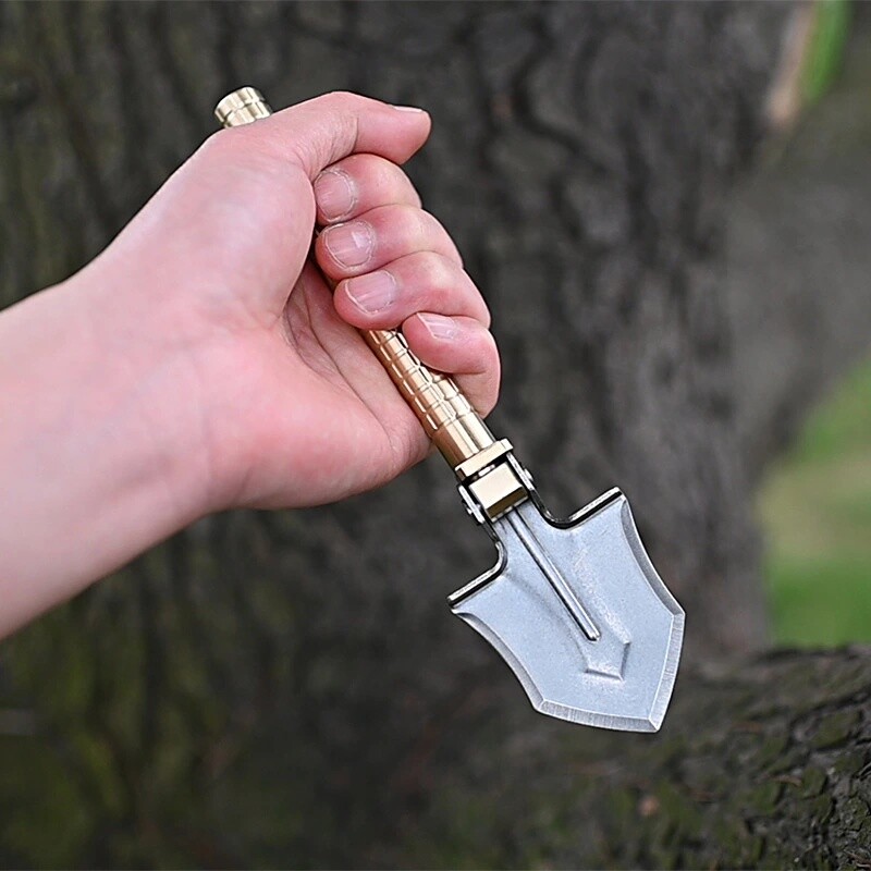 Brass Outdoor Portable Mini Multi EDC Shovel Engineer Digging Gardening Shovel
