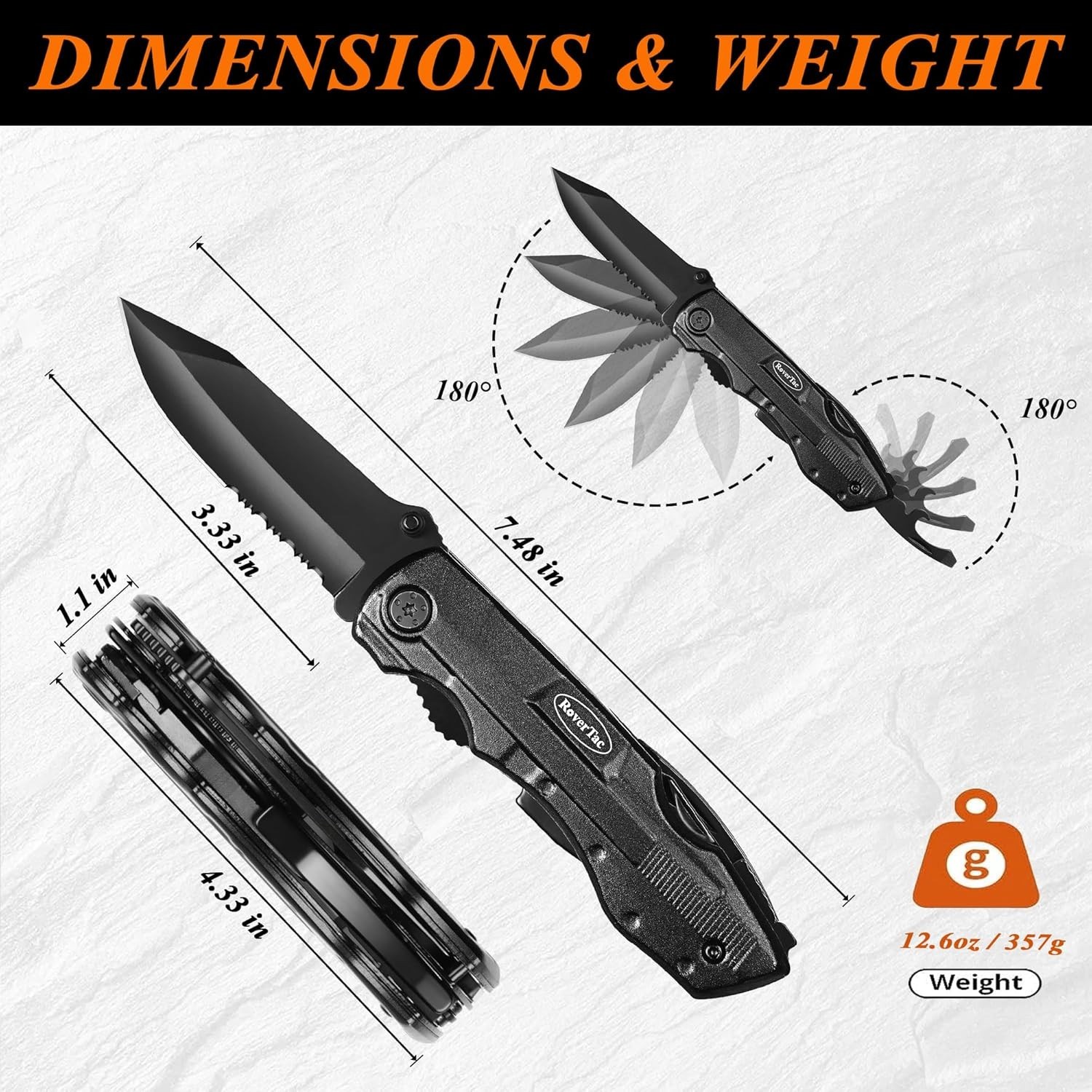 Pocket Knife, 15-in-1 Multitool with Pliers, Bottle & Can Opener, 9 Screwdriv…
