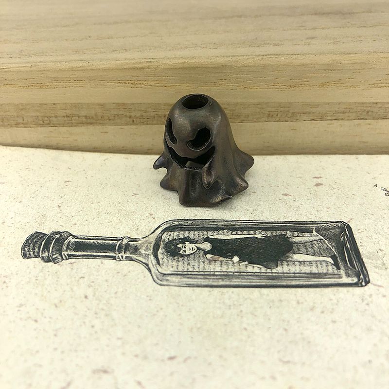 5pcs Black Ghost Pendant DIY Lanyard Pendants Key Rings Brass EDC Knife Beads