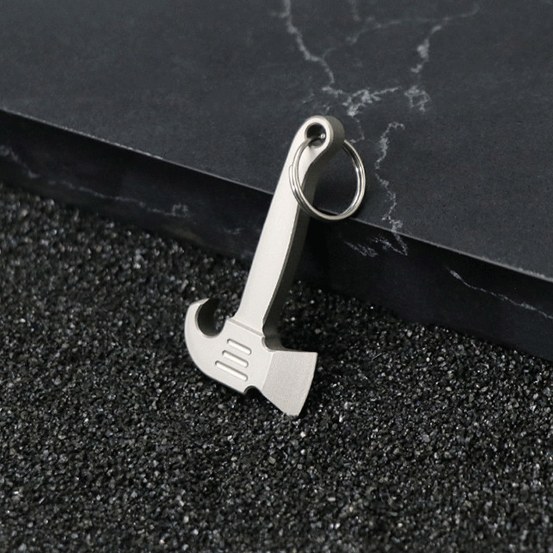 Mini Titanium Alloy Pendant Pry Bar Crowbar Bottle Opener Necklace EDC Keychain