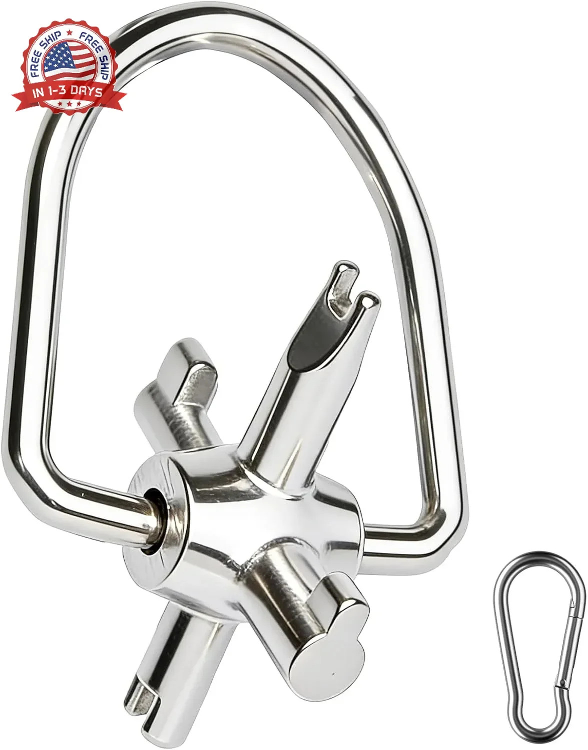 HVAC Tools, Locking Cap Key for Refrigerant Safety Caps, Universal Triple Use Mu