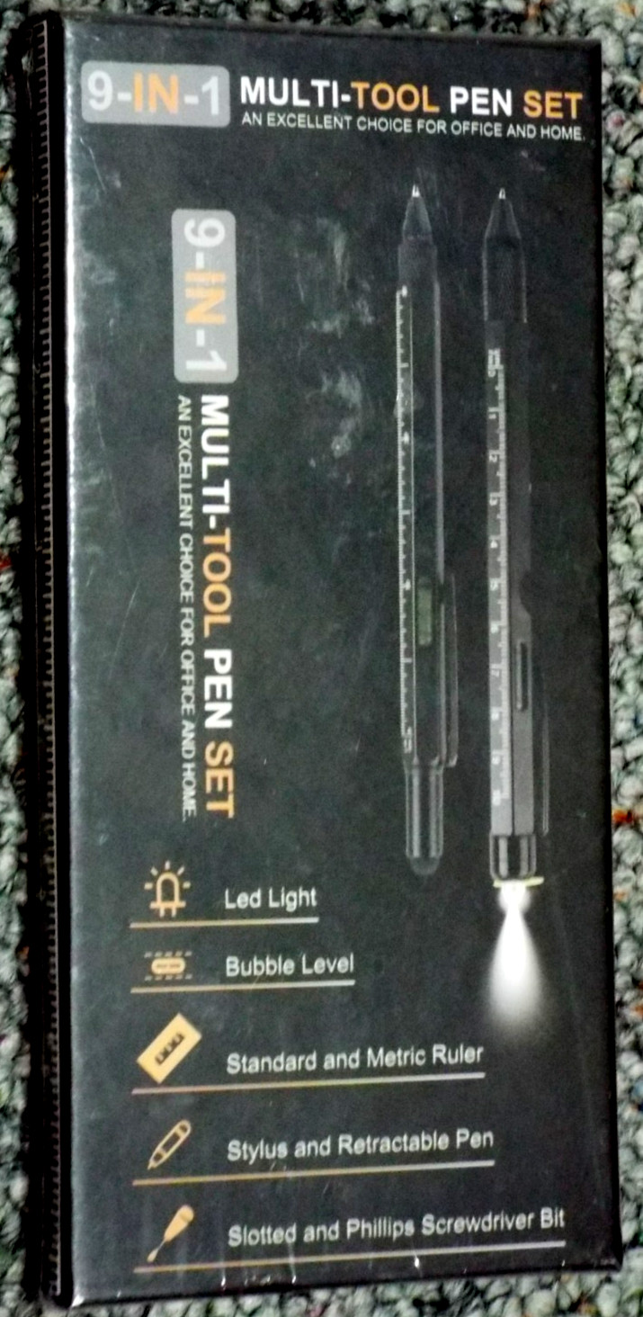 Multi-tool 9 in 1 Pen, LED Light, Stylus, Screwdriver, Rulers, Level, ruller